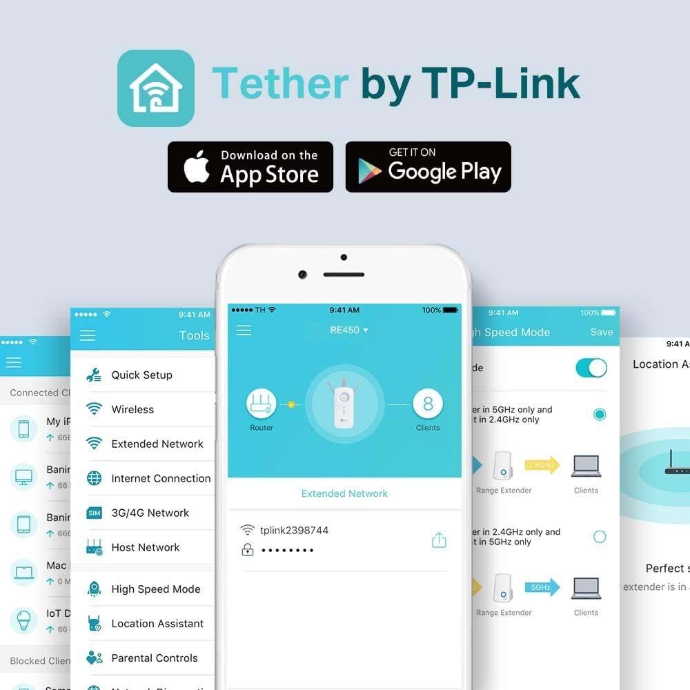 TP-Link RE450 1750 Mbps Kablosuz AC Dual Band Gigabit Port Antenli