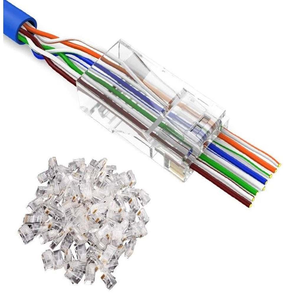 Yeni Nesil Delikli Cat6 Ez Rj45 Konnektör Utp Jack (100 Adet)