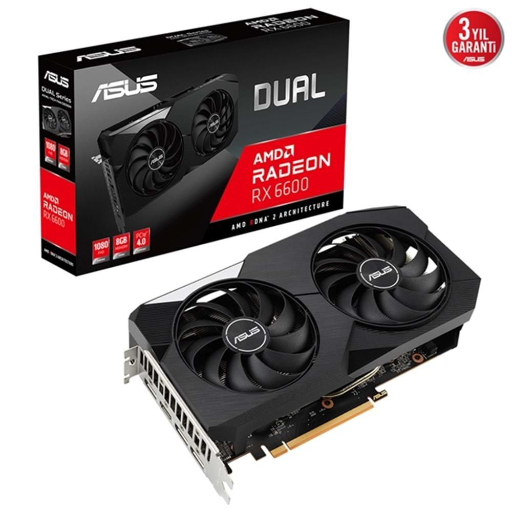 Asus Radeon RX 6600 DUAL-RX6600-8G 8GB GDDR5 128Bit 2491Mhz OC Hdmi 3XDP Ekran Kartı