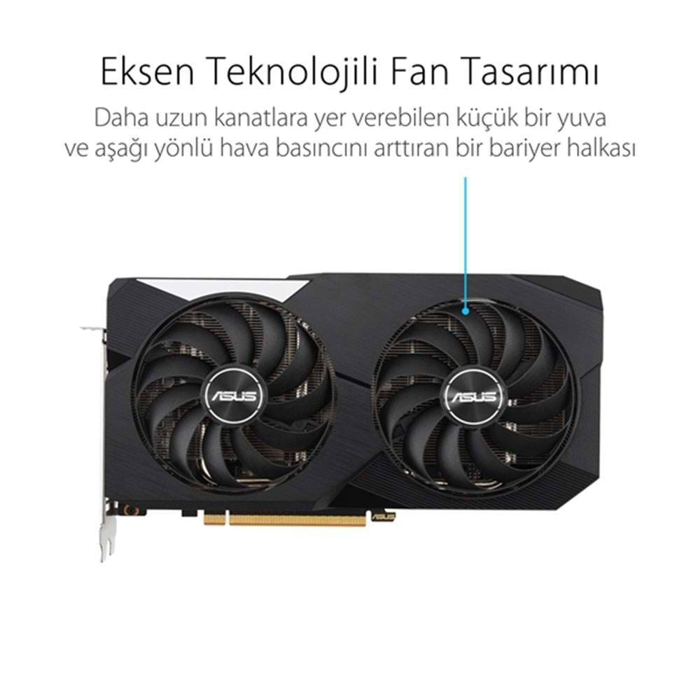 Asus Radeon RX 6600 DUAL-RX6600-8G 8GB GDDR5 128Bit 2491Mhz OC Hdmi 3XDP Ekran Kartı