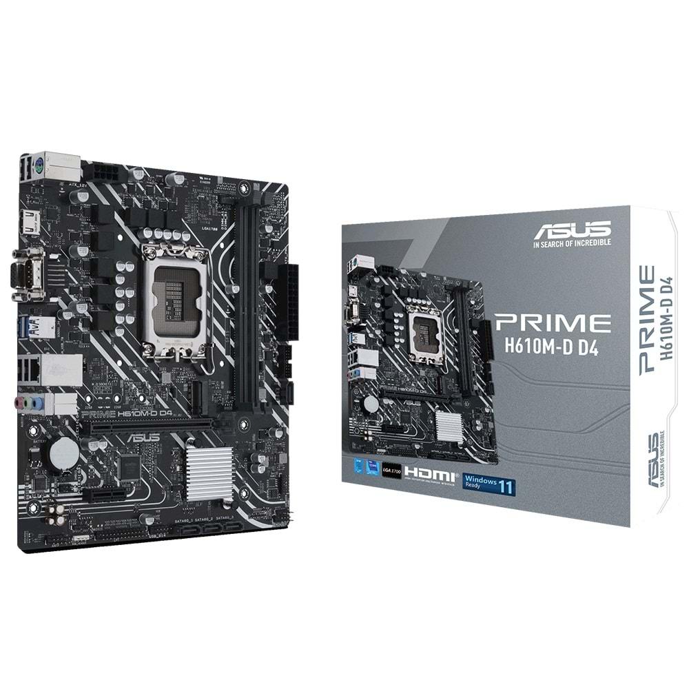 Asus PRIME H610M-D D4 B610 DDR4 M.2 HDMI/VGA PCI 4.0 1700p Anakart