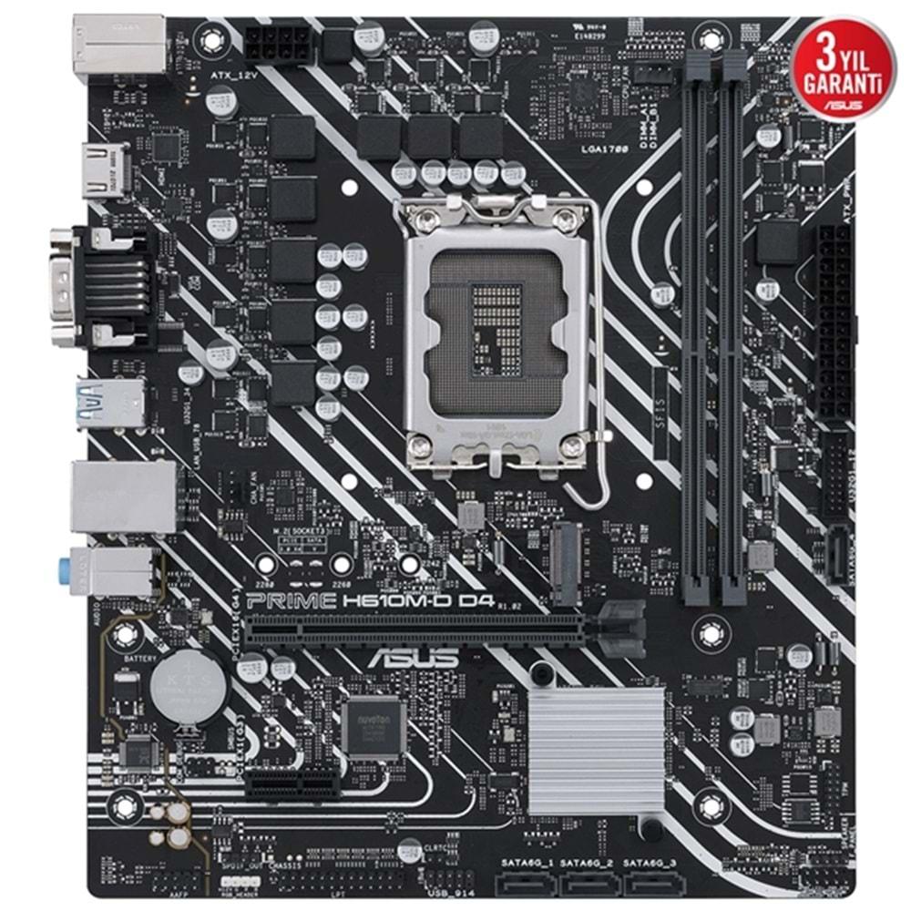 Asus PRIME H610M-D D4 B610 DDR4 M.2 HDMI/VGA PCI 4.0 1700p Anakart
