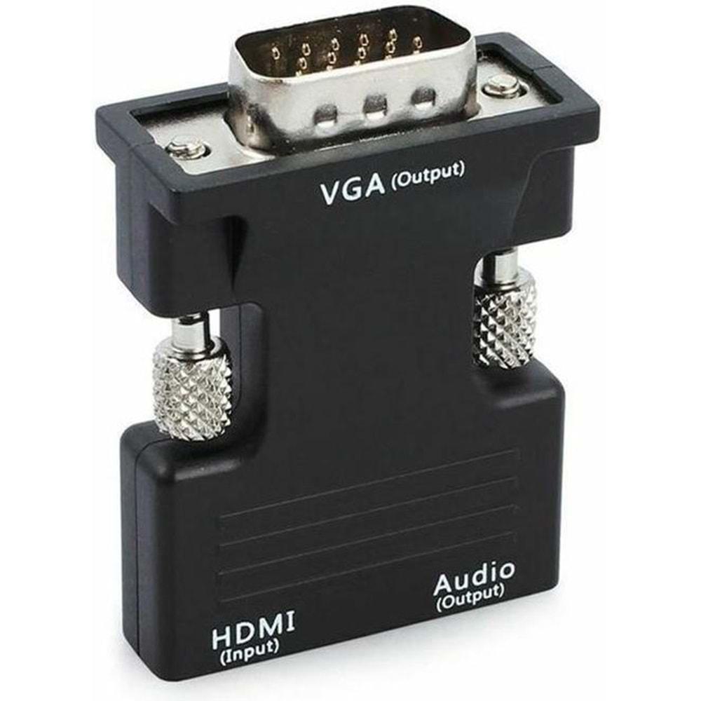 Hdmi To Vga Ses Destekli Monitör Çevirici Dönüştürücü Adaptör