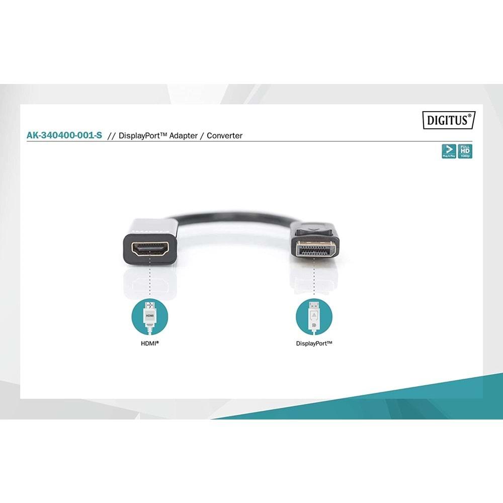 Digitus Displayport to Hdmi Active Dönüştürücü (AK-340400-001-S)