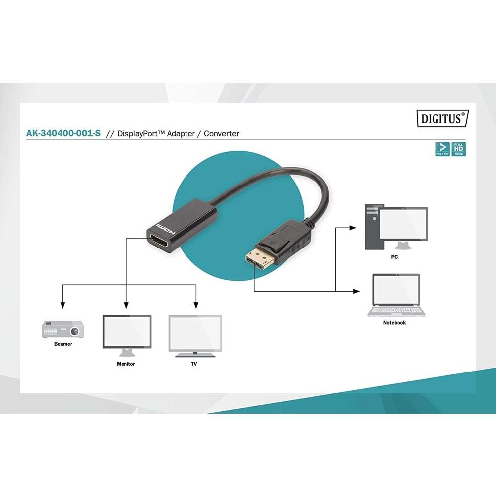 Digitus Displayport to Hdmi Active Dönüştürücü (AK-340400-001-S)