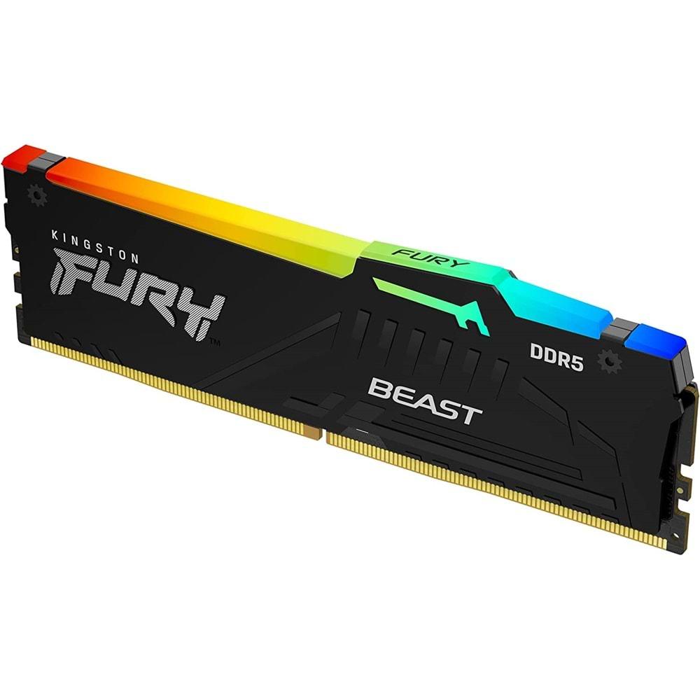 Kingston Fury Beast DDR5 RGB 16GB 5200MT/s DDR5 CL40 DIMM Masaüstü Oyun Belleği Tek Modül - KF552C40BBA-16