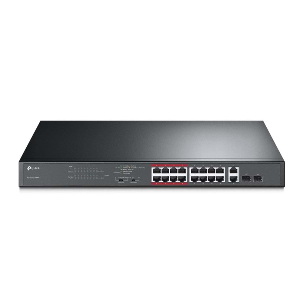 TP-Link TL-SL1218MP 16 Port 10/100 Mbps + 2-Port Gigabit Switch 2-SFP 16-PoE+ 250W