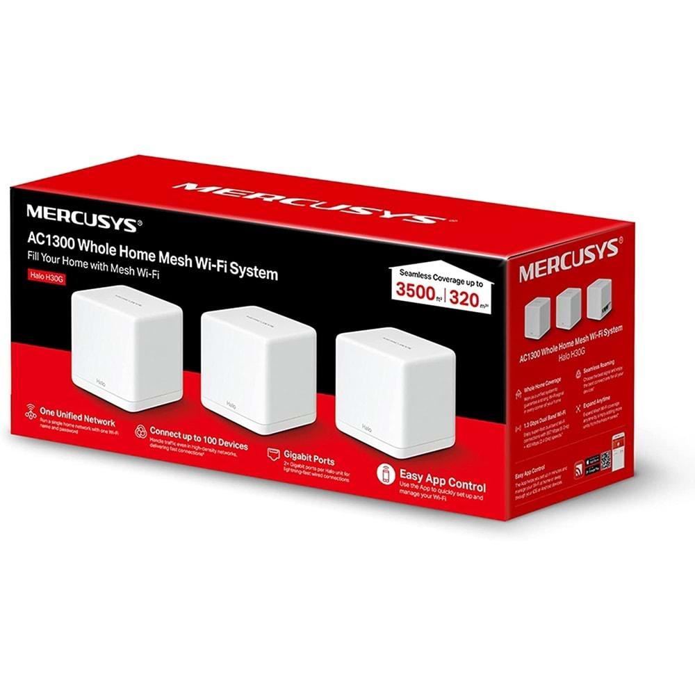 TP-Link Mercusys Halo H30G(3-Pack), AC1300 Mbps Tüm Ev Mesh Wi-Fi Sistemi