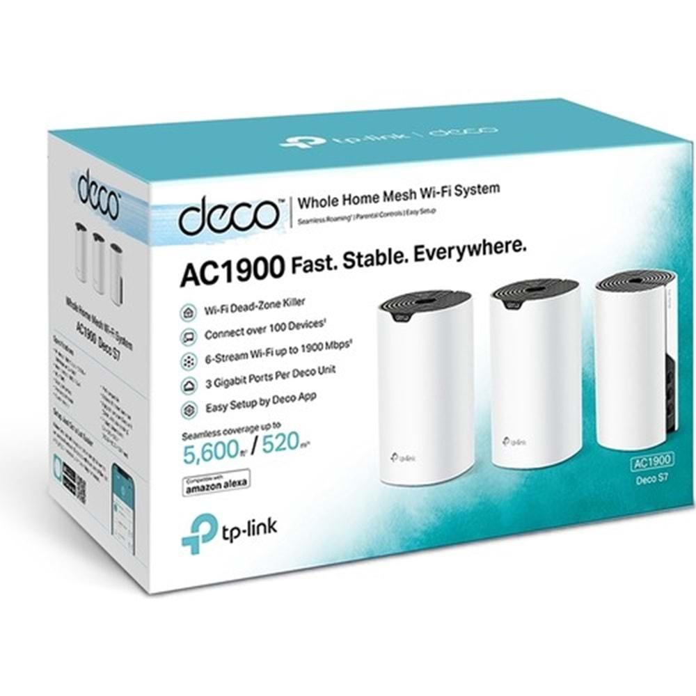 TP-Link Deco S7 (3-pack), AC1900 Mbps Tüm Ev Mesh Wi-Fi Sistemi ( 3’lü Paket )