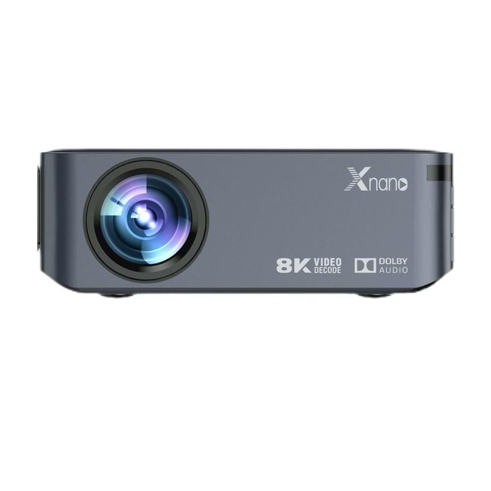 Xnano X1 1080p Full HD LED Projeksiyon, 8K Desteği, Android, Kablosuz Wi-Fi, BT 5.0, 12000 Lümen Gri