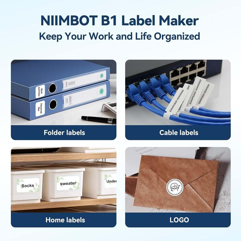 Niimbot B1 Bluetooth Taşınabilir Termal Etiket Yazıcı Göl Mavisi