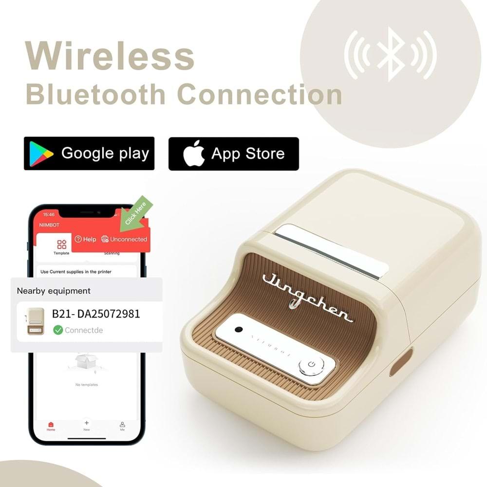 Niimbot B21 Bluetooth Taşınabilir Termal Etiket Yazıcı Krem