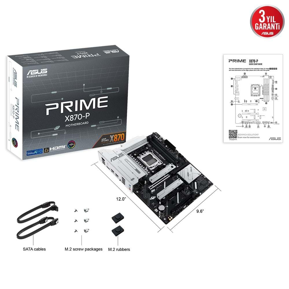 Asus Prime X870-P AMD X870 DDR5 M.2 HDMI/USB PCIe 5.0 Anakart