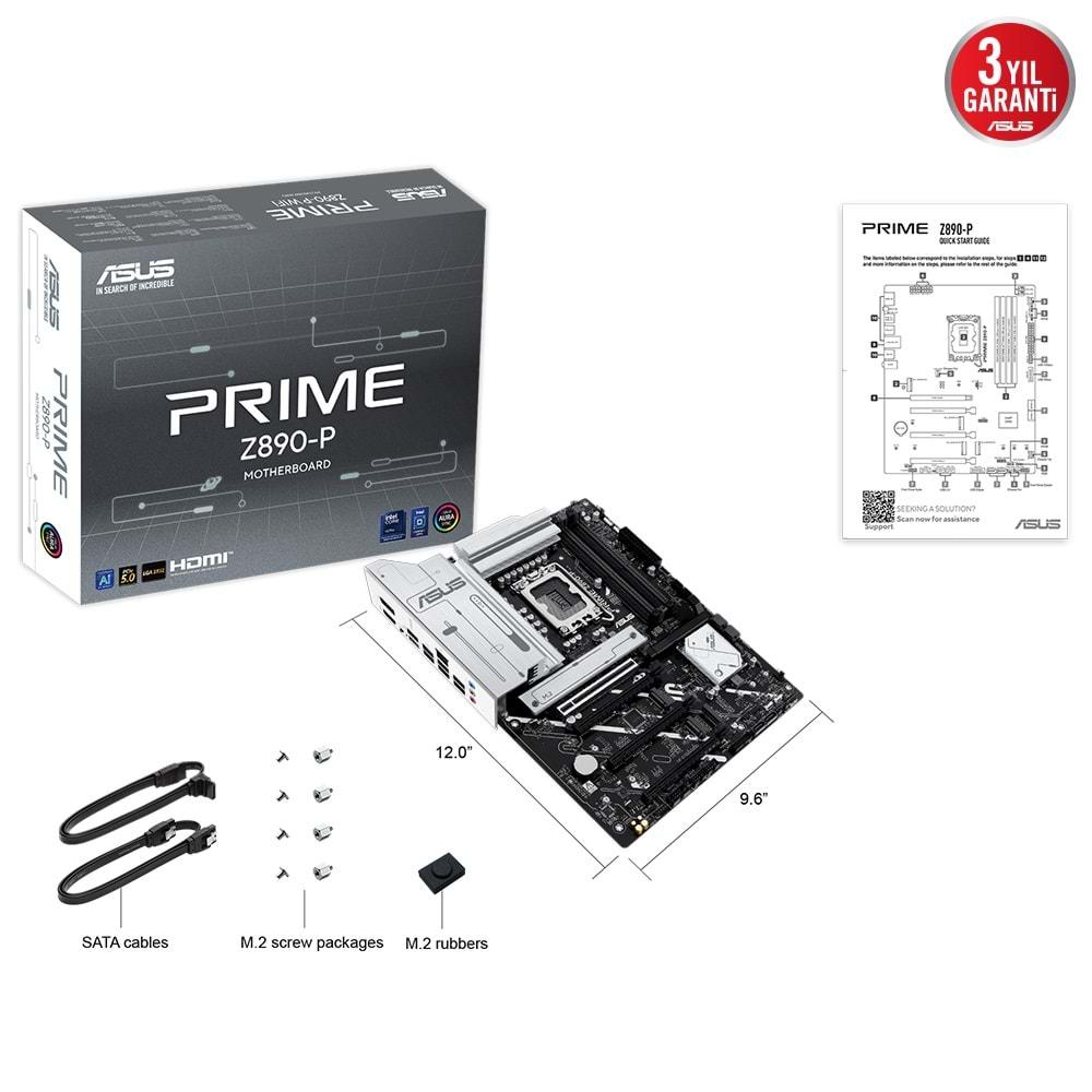 Asus Prime Z890-P DDR5 Intel LGA1851 M2 DP/HDMI Type-c PCIe 5.0 Anakart