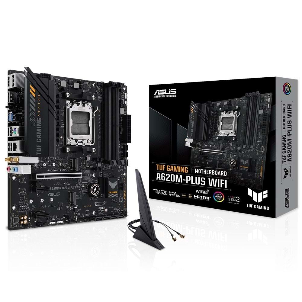 Asus TUF GAMING A620M-PLUS Wi-Fi AMD A620 6400 MHz (OC) DDR5 Soket AM5 mATX Anakart