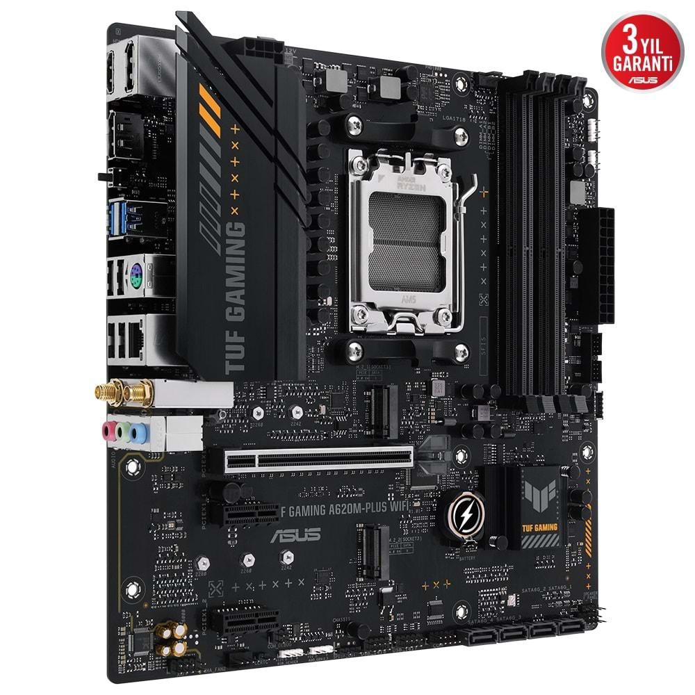 Asus TUF GAMING A620M-PLUS Wi-Fi AMD A620 6400 MHz (OC) DDR5 Soket AM5 mATX Anakart