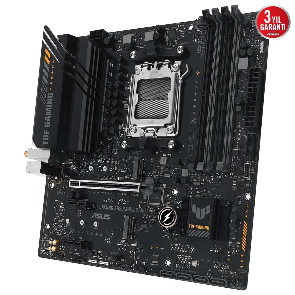 Asus TUF GAMING A620M-PLUS Wi-Fi AMD A620 6400 MHz (OC) DDR5 Soket AM5 mATX Anakart