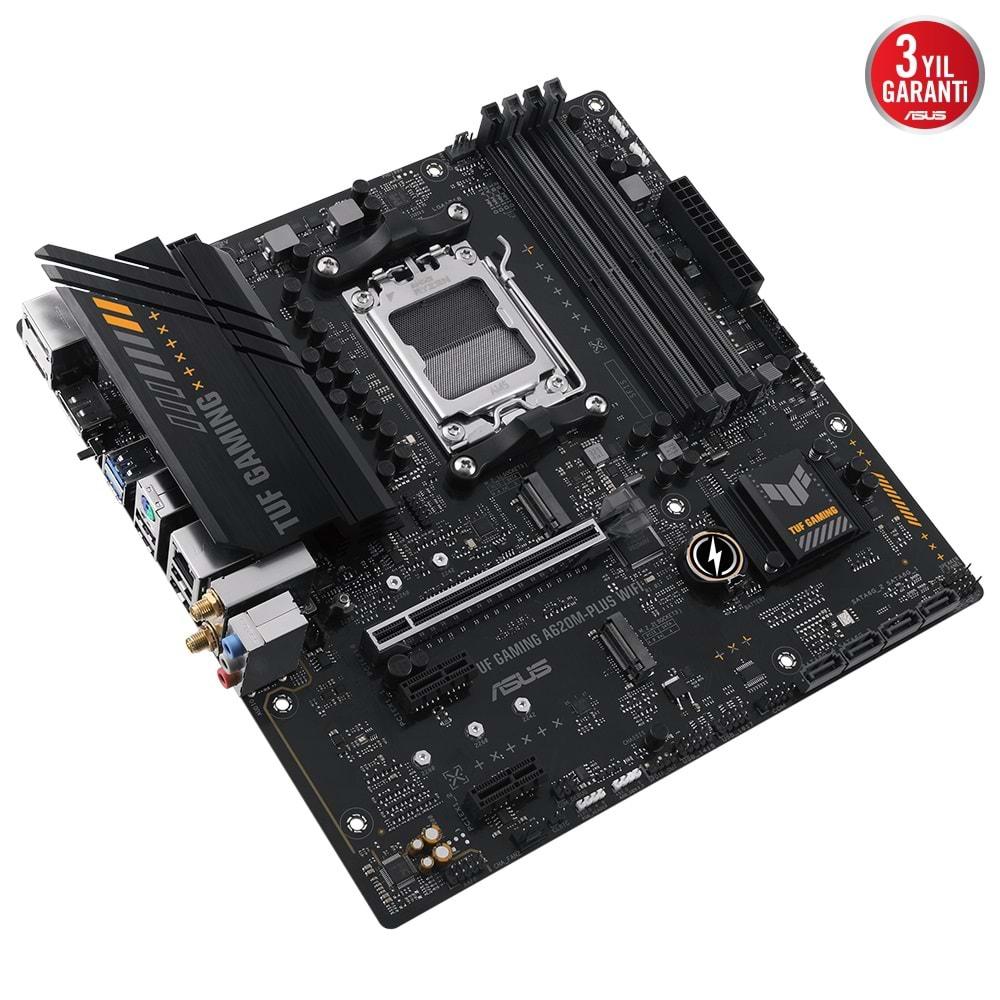 Asus TUF GAMING A620M-PLUS Wi-Fi AMD A620 6400 MHz (OC) DDR5 Soket AM5 mATX Anakart