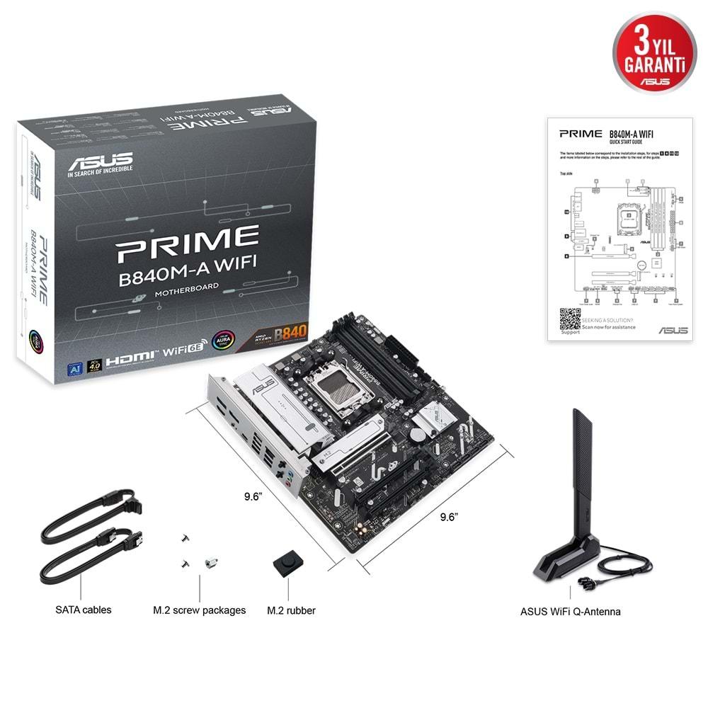 Asus PRIME B840M-A Wi-Fi 7600mhz (oc) Ddr5 Soket Am5 M.2 Hdmı Dp Matx Anakart