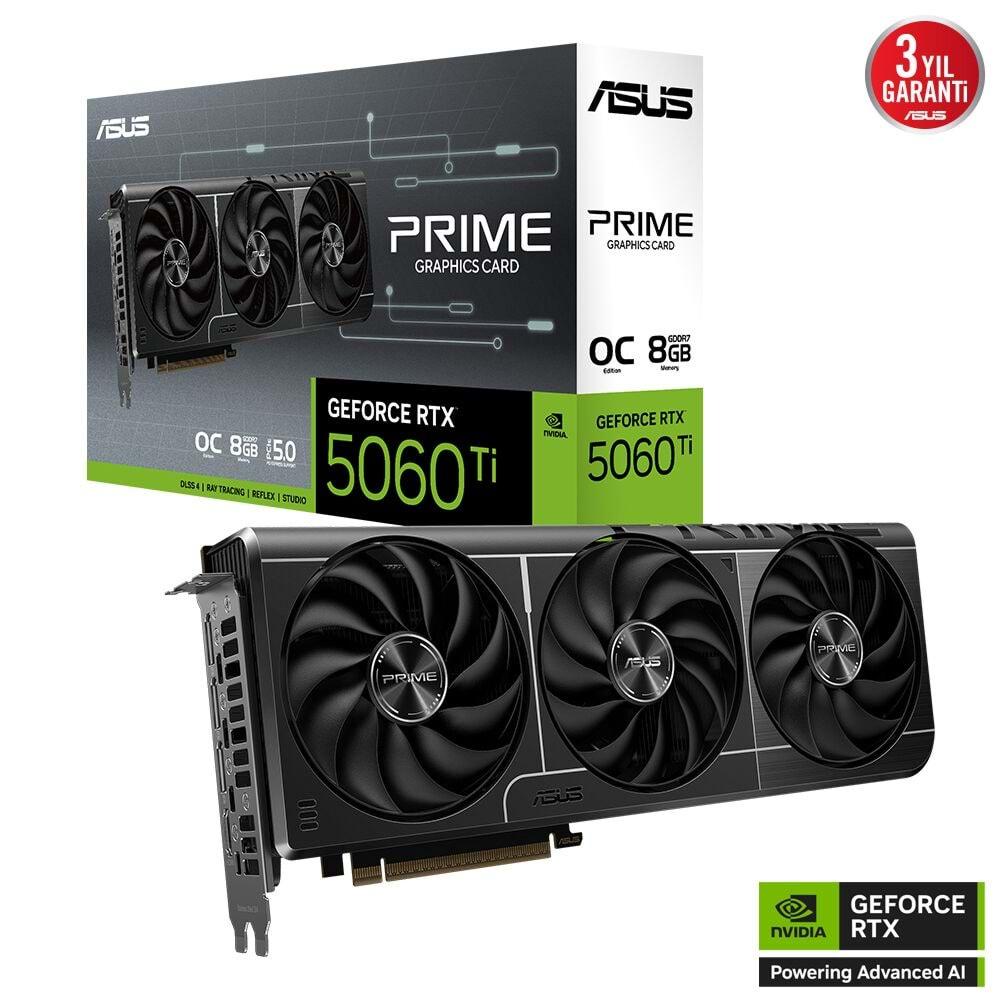 Asus PRIME-RTX5060TI-O8G 8GB 128Bit GDDR7 DP/HDMI PCI 5.0 Ekran Kartı