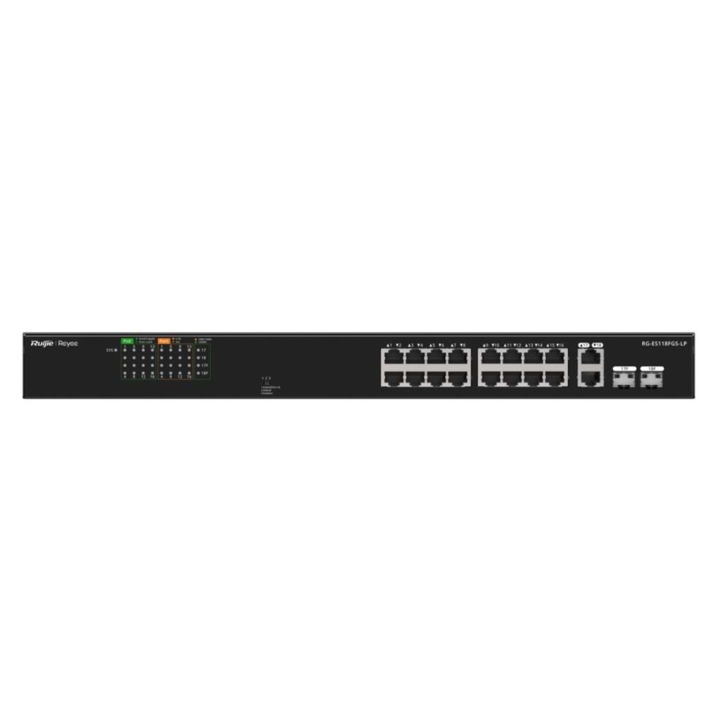 Ruijie Reyee RG-ES118FGS-LP 16 Port 10/100/1000 Mbps Gigabit PoE Switch