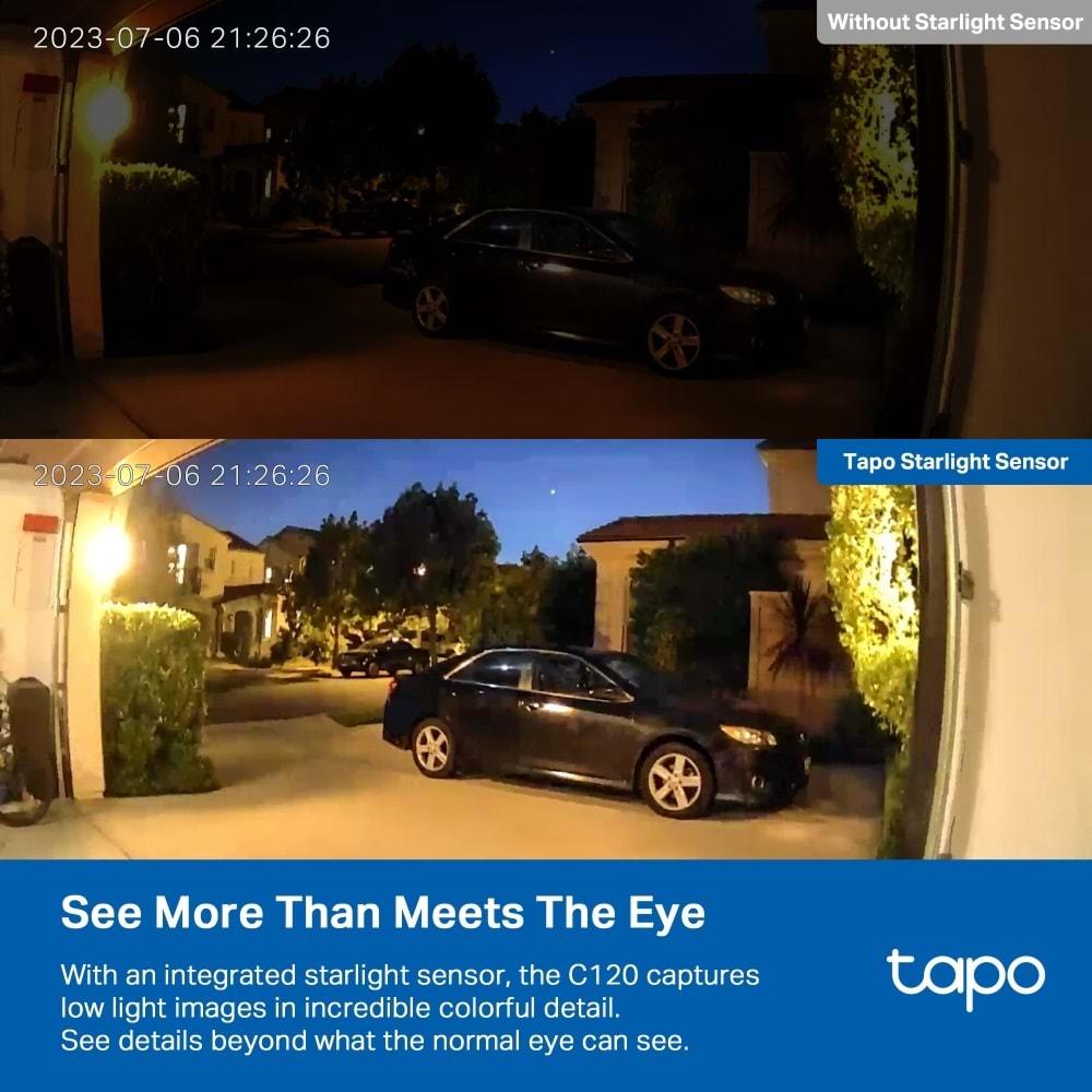TP-Link Tapo C120 2K Starlight Sensör ile Renkli Gece Görüşü Mıknatıslı Gövde Wi-Fi Kamera