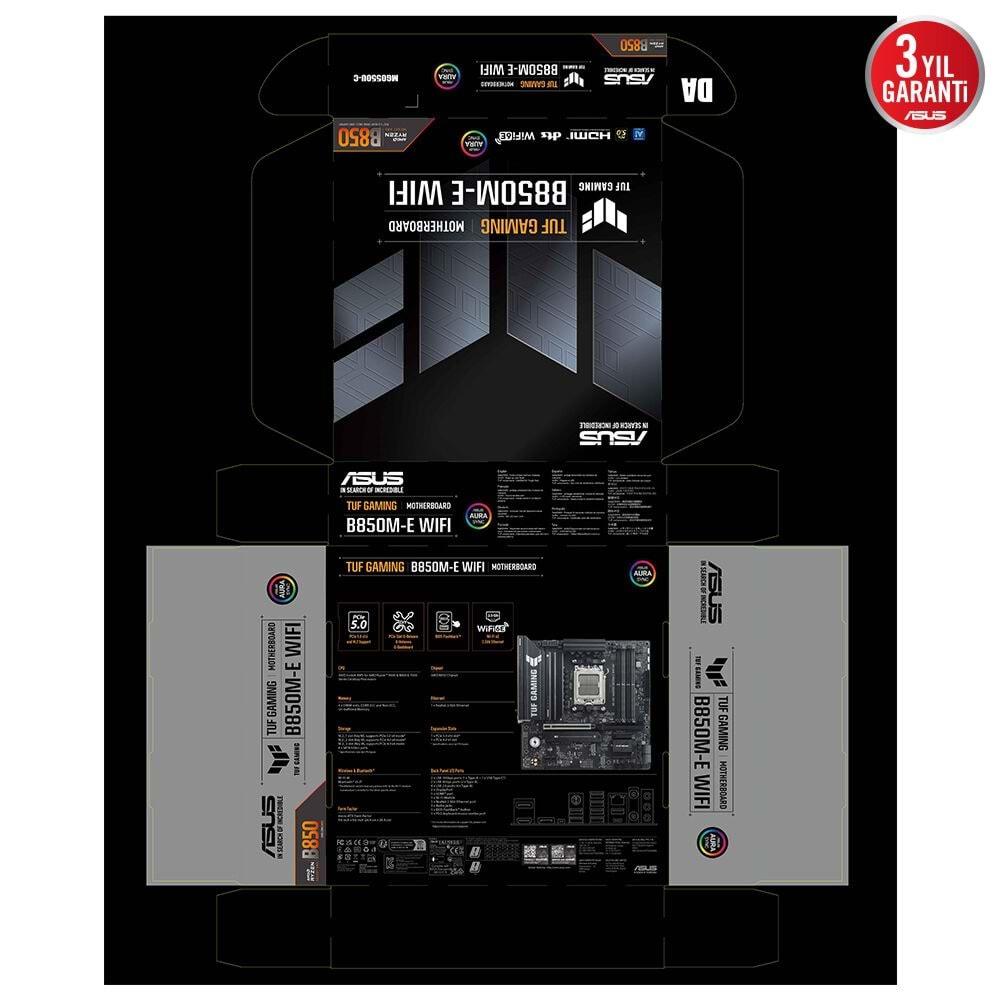 Asus Tuf Gamıng B850m-e Wıfı 6e Ddr5 Hdmı-dp Typec Pcıe 5.0 Am5 Matx