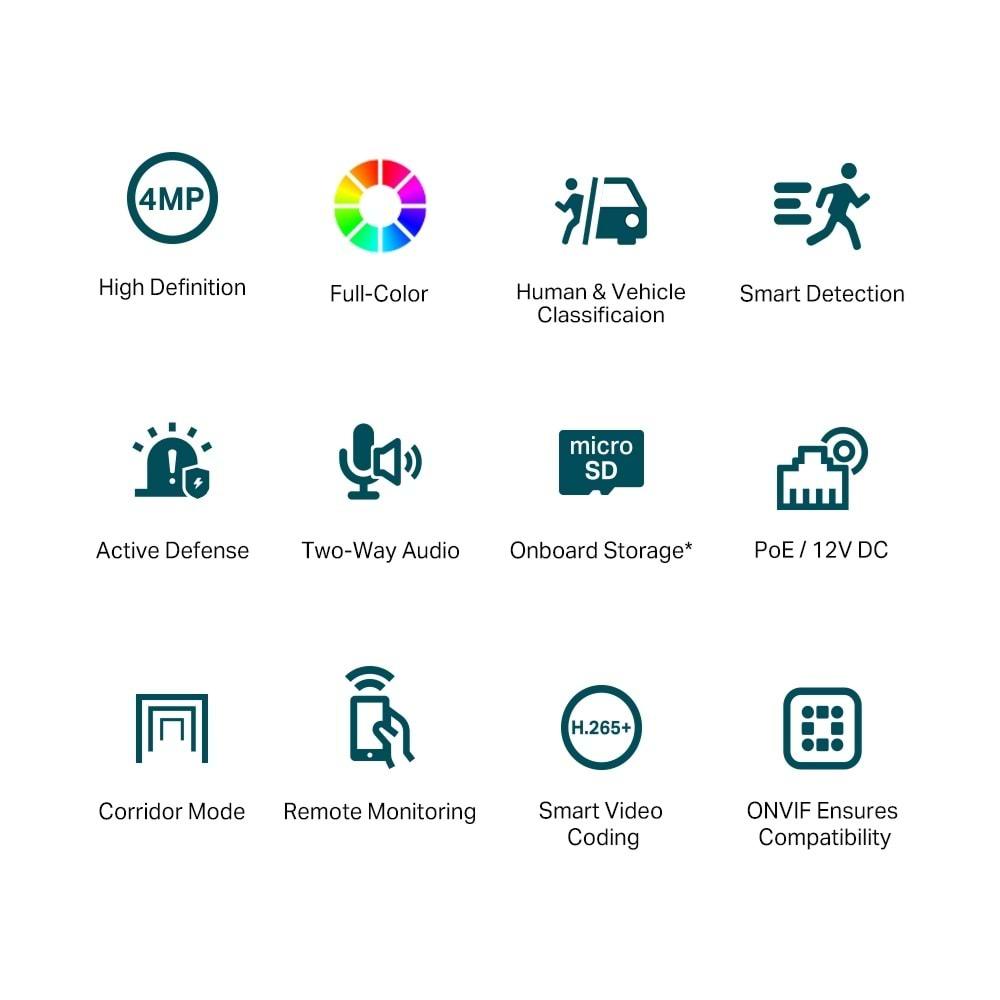 Tp-Link Vigi C440 4mp 2.8mm 30mt Full Color 7/24 Dome Kamera