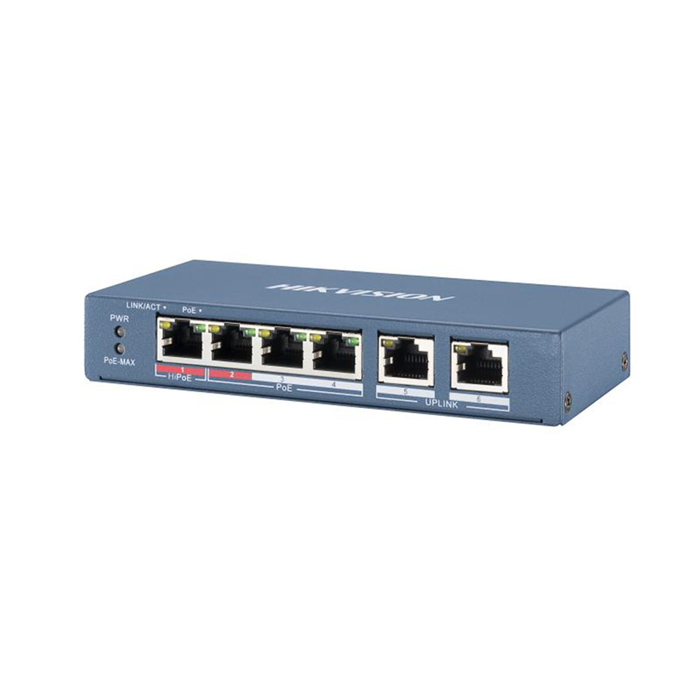 Hikvision DS-3E0106HP-E 4Port 65W PoE+ 2 Port 10/100 Mb Uplink Yönetilemez Switch