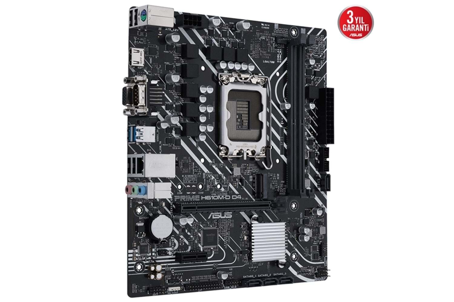 Asus Prime H610M-D D4 B610 DDR4 M.2 HDMI/VGA PCI 4.0 1700p Anakart