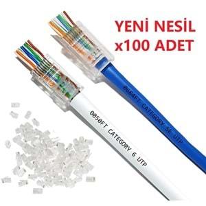 Yeni Nesil Delikli Cat6 Ez Rj45 Konnektör Utp Jack (100 Adet)