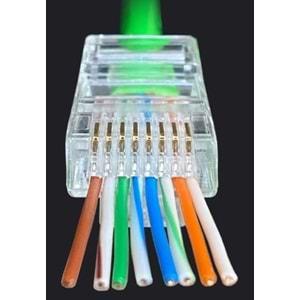 Yeni Nesil Delikli Cat6 Ez Rj45 Konnektör Utp Jack (100 Adet)