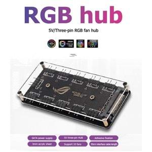 Argb Rgb Led 3 Pin 11 Port 5V Sata Power Güç Fan Çoklayıcı Şerit Hub Kablo Splitter