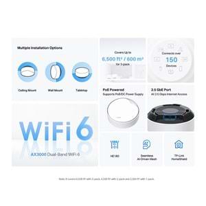 TP-Link Deco X50-POE 3 Pack AX3000 Poe Destekli Tüm Ev Mesh Wi-Fi 6 Sistemi
