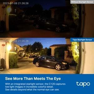 TP-Link Tapo C120 2K Starlight Sensör ile Renkli Gece Görüşü Mıknatıslı Gövde Wi-Fi Kamera
